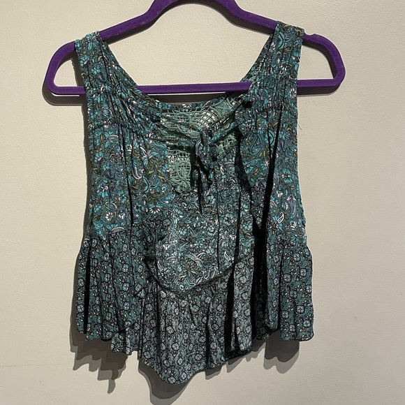 O'Neill Green and Black Crochet Detail Tank Top - Picture 2 of 5